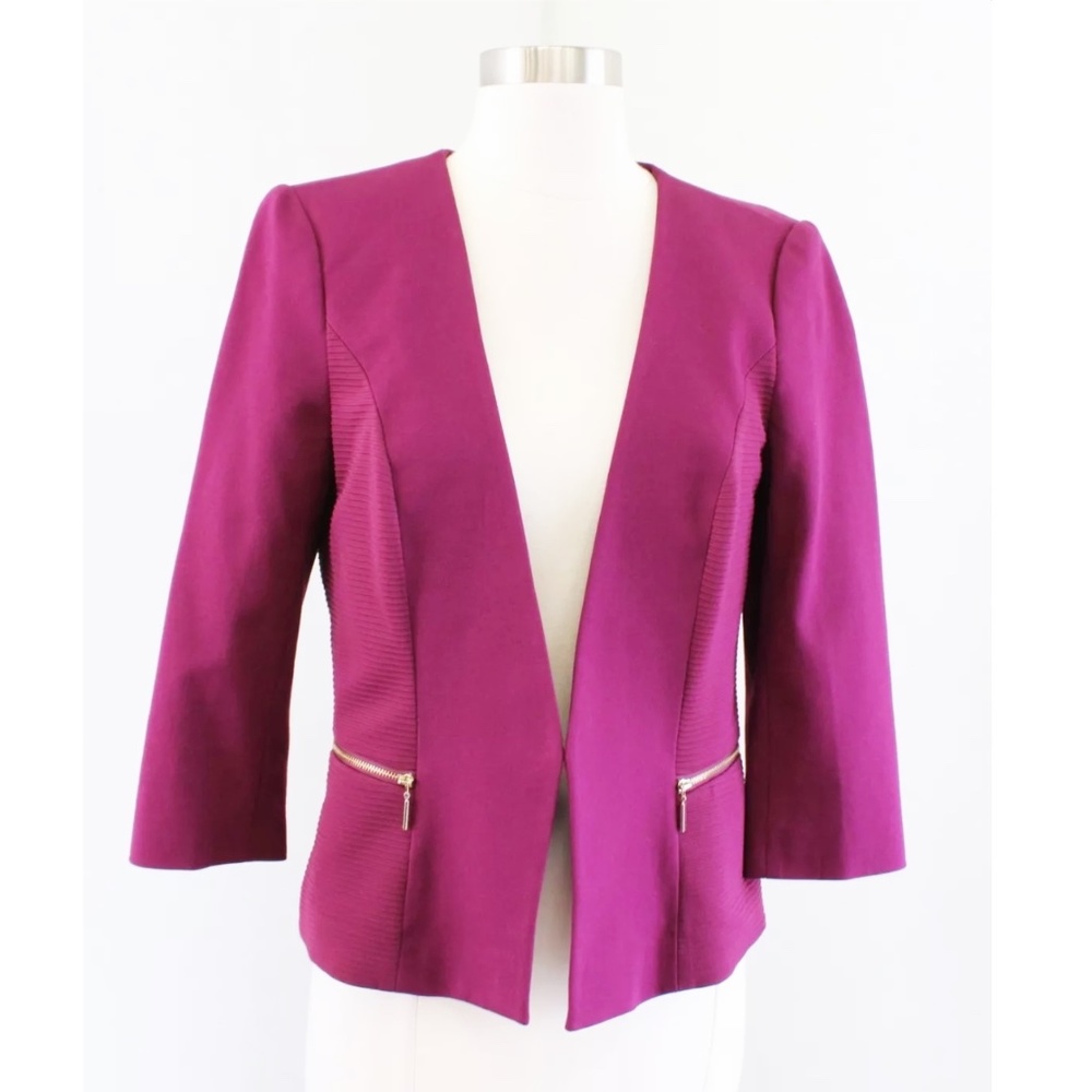 WHBM Burgundy Ponte 3/4 Sleeve Blazer Size 00
